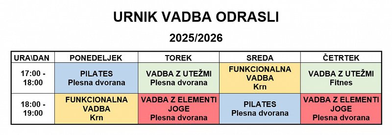SLika urnika vadbe odraslih za leto 2025